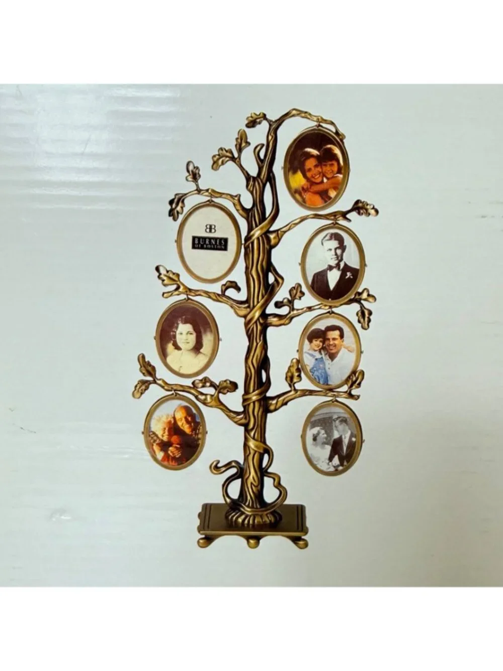 Burnes Boston Oval Family Photo Frame Pewter Tree Genealogy Tabletop Decor Gift